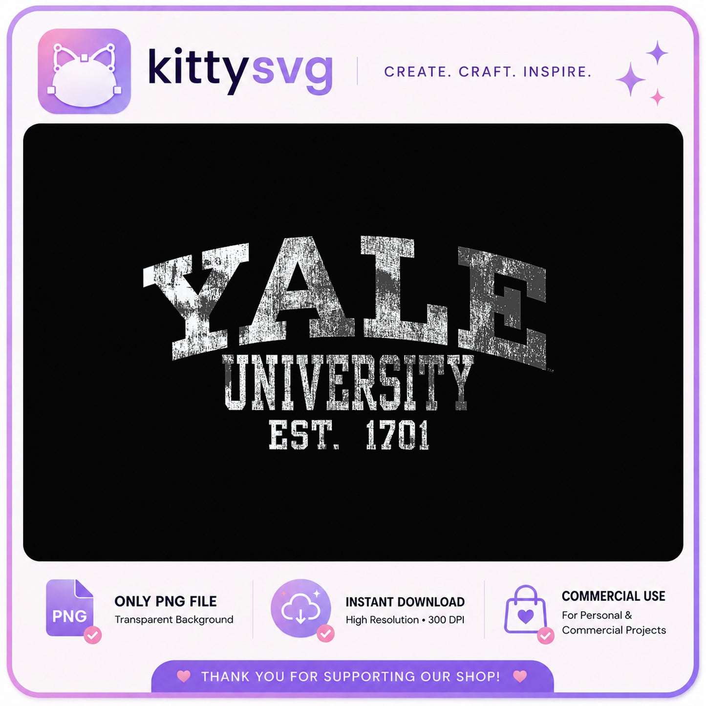 Yale University Vintage PNG, Distressed College Shirt, Est 1701 PNG