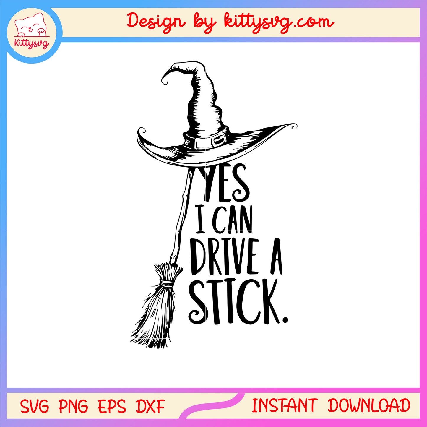 Yes i can drive a stick text design svg, the witches svg