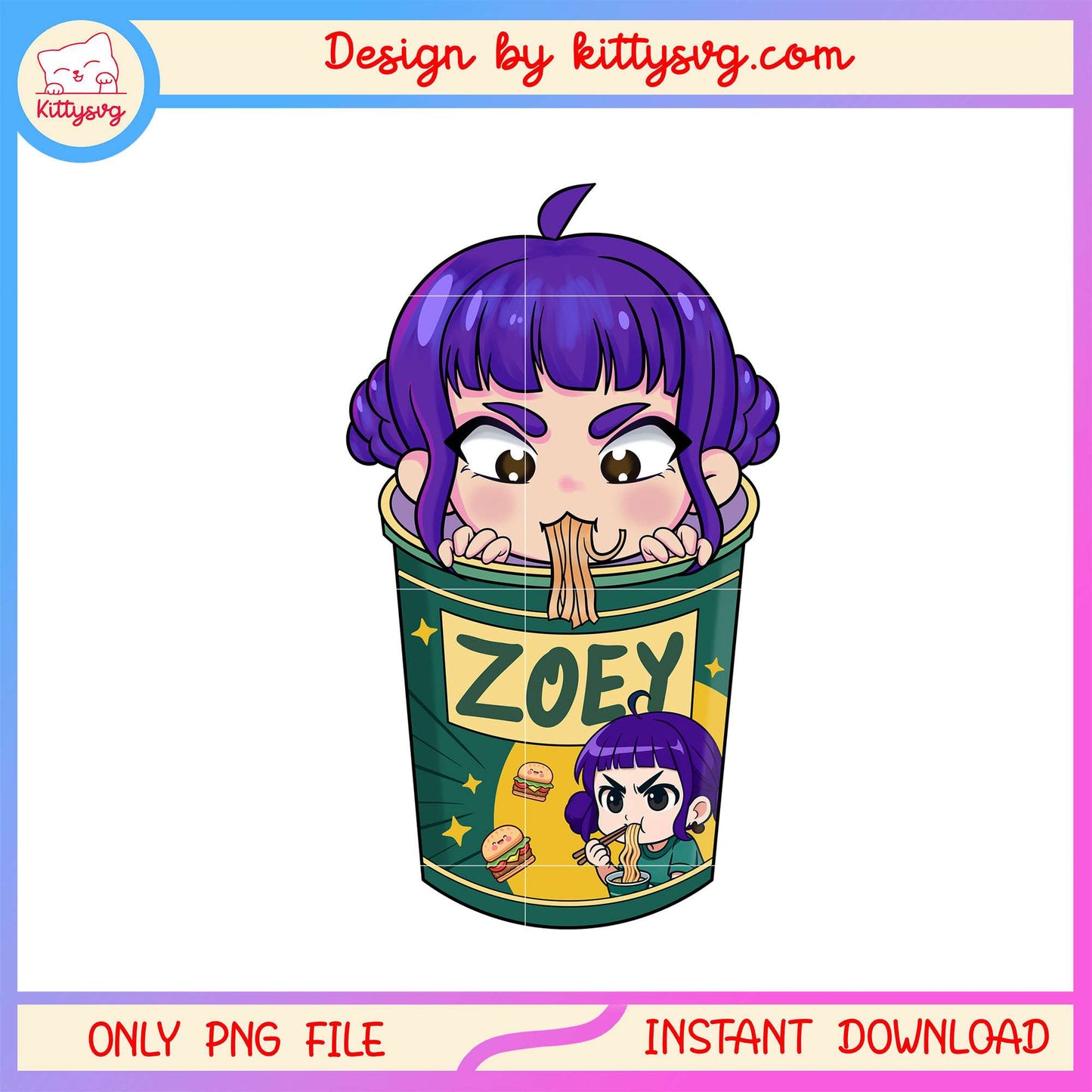 Zoey ramen logo design png, kpop hunters movie png