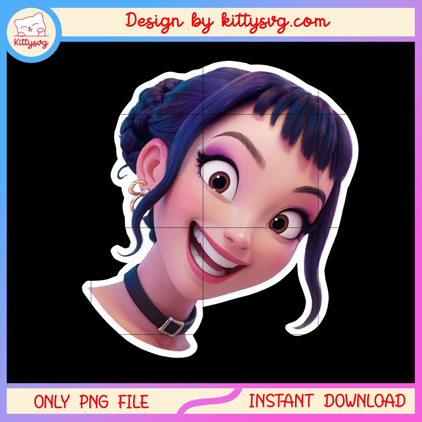 Zoey smile face design png, zoey kpop hunters png, anime korean png