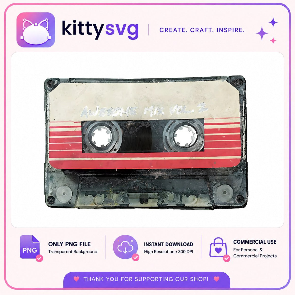 Awesome Mix Vol 2 Cassette PNG, Retro Tape PNG, Guardians PNG