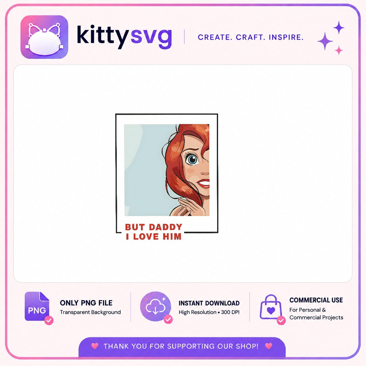 But Daddy I Love Him Polaroid PNG, Ariel Close Up PNG, Red Text PNG