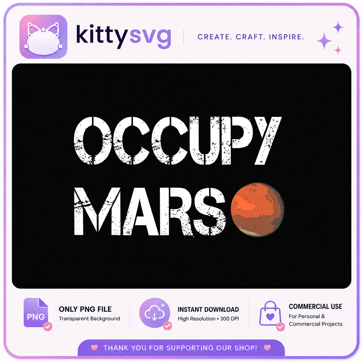 Occupy Mars PNG, Space Exploration Shirt Design, Mars Planet PNG