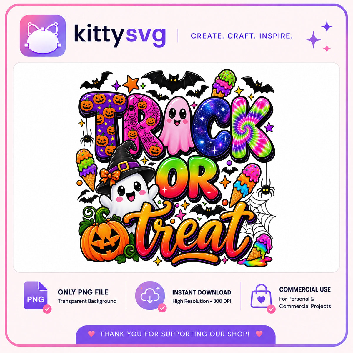 Trick Or Treat Halloween PNG, Cute Ghost Pumpkin PNG, Halloween PNG