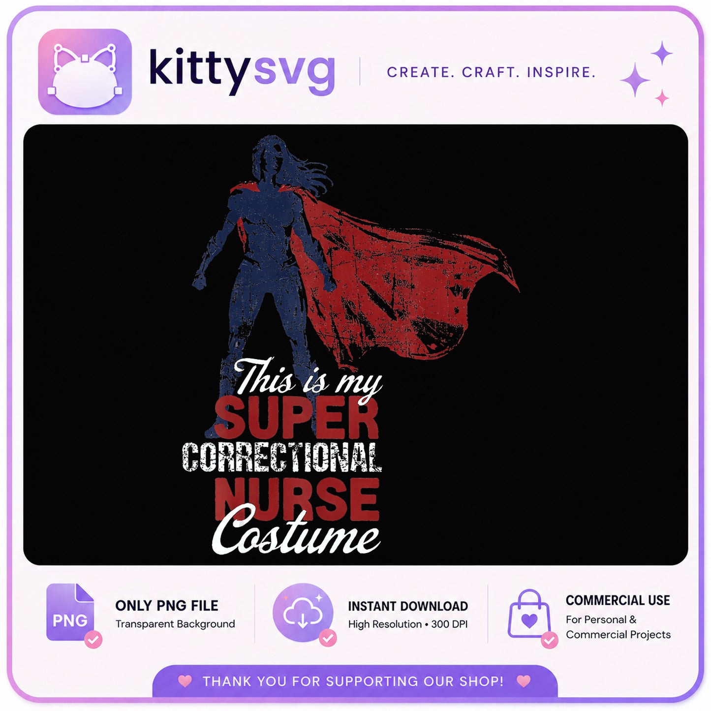 Super Correctional Nurse Costume PNG, Nurse PNG, Halloween PNG