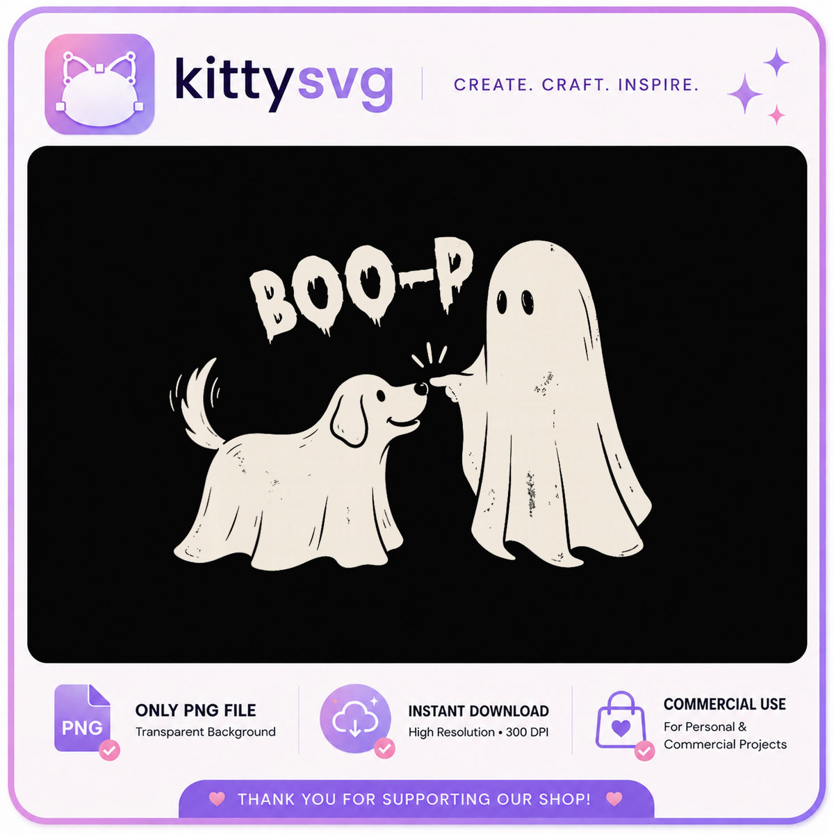 Boo-P Ghost Dog Halloween PNG, Funny Ghost PNG, Halloween PNG