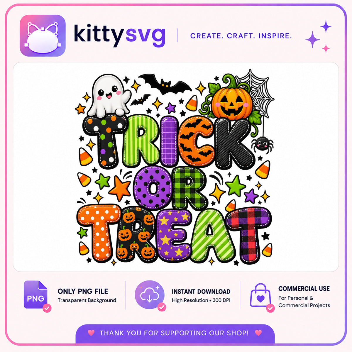 Trick Or Treat Halloween PNG, Cute Ghost Pumpkin PNG, Halloween PNG
