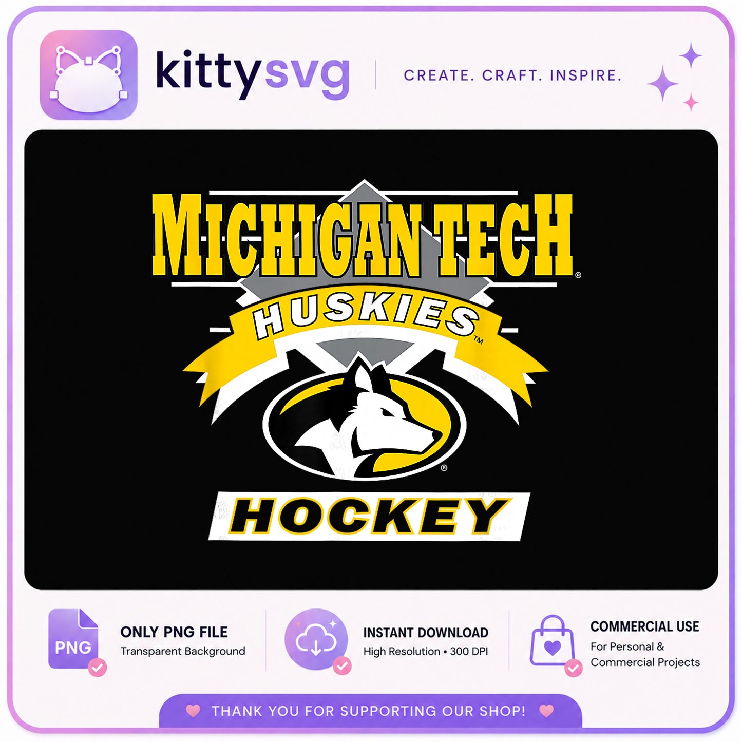 Michigan Tech Huskies Hockey PNG, College Hockey PNG, Huskies PNG