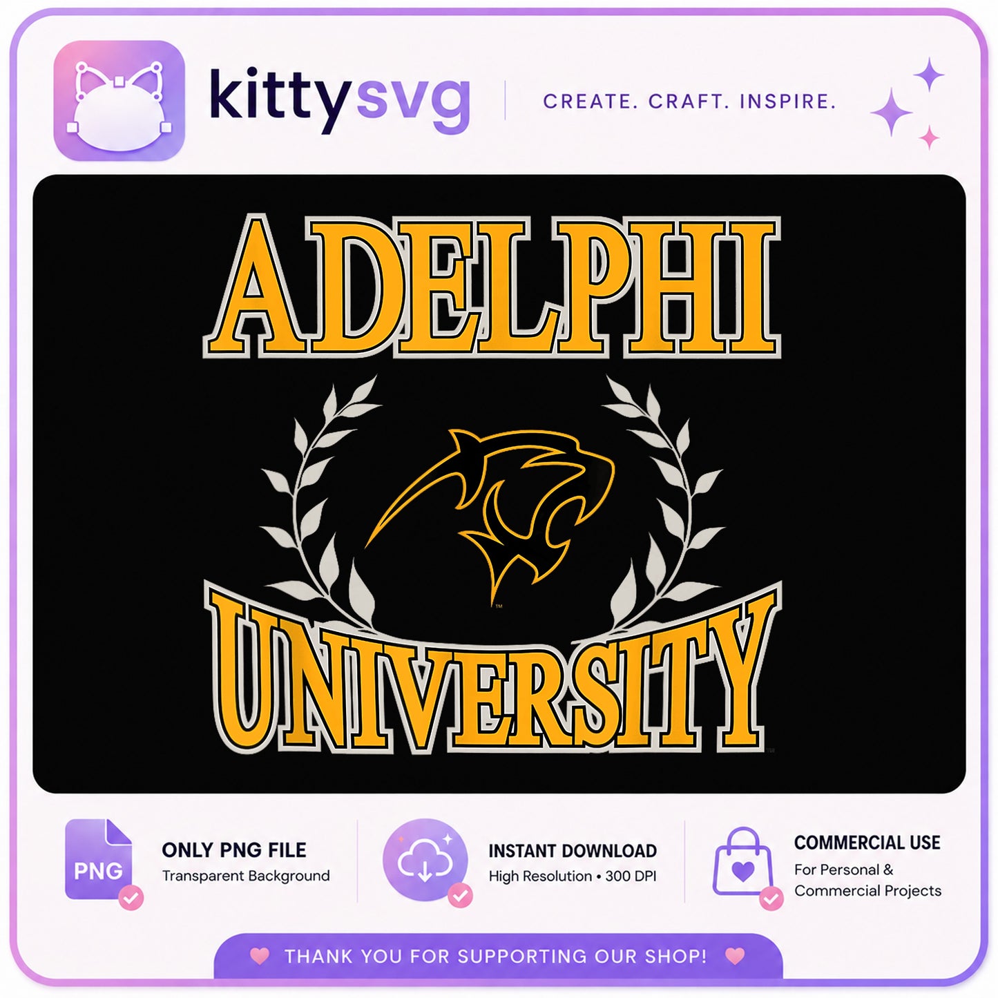 Adelphi University PNG, College Panthers Logo, Cricut PNG