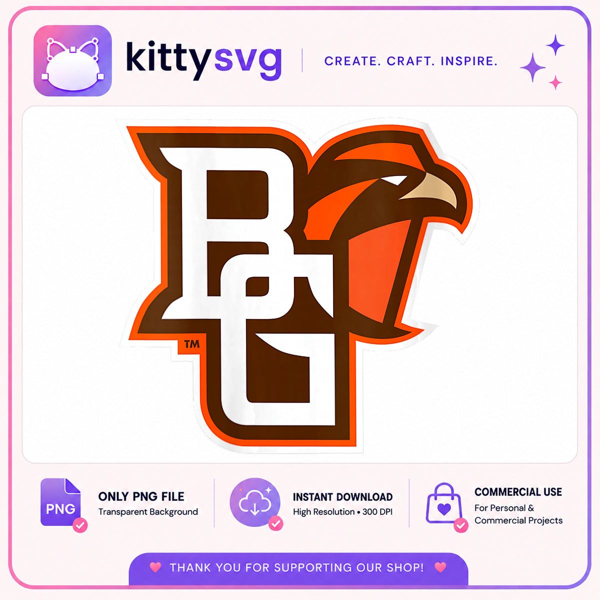 Bowling Green Falcons Logo PNG, BGSU Mascot PNG, College PNG