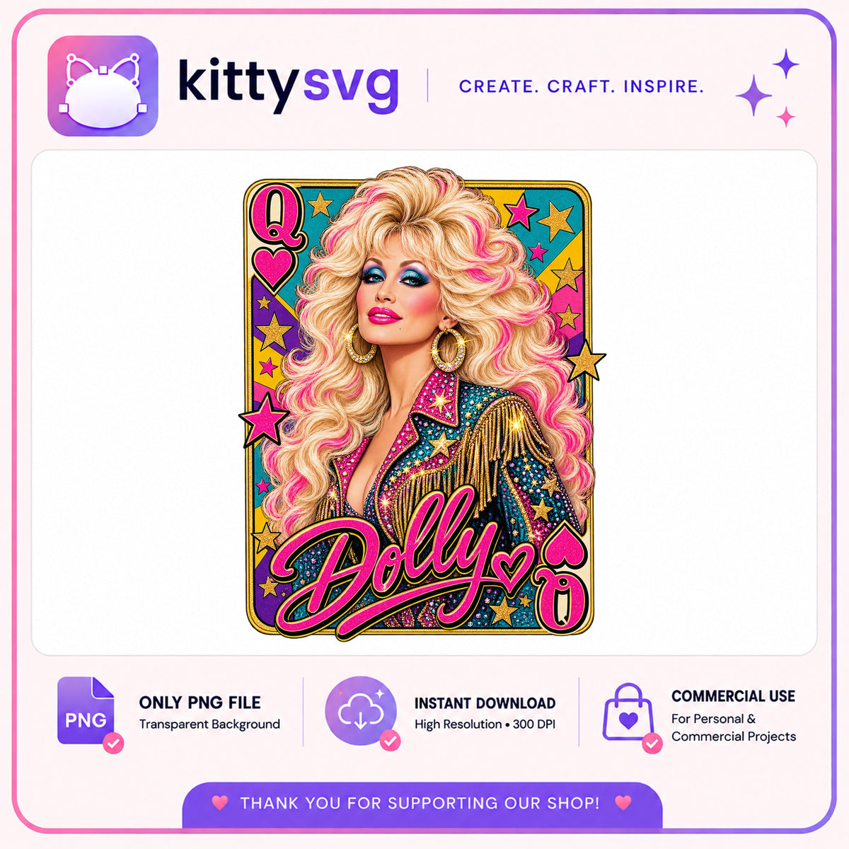 Dolly Parton Queen Of Hearts PNG, Country Music PNG, Retro PNG