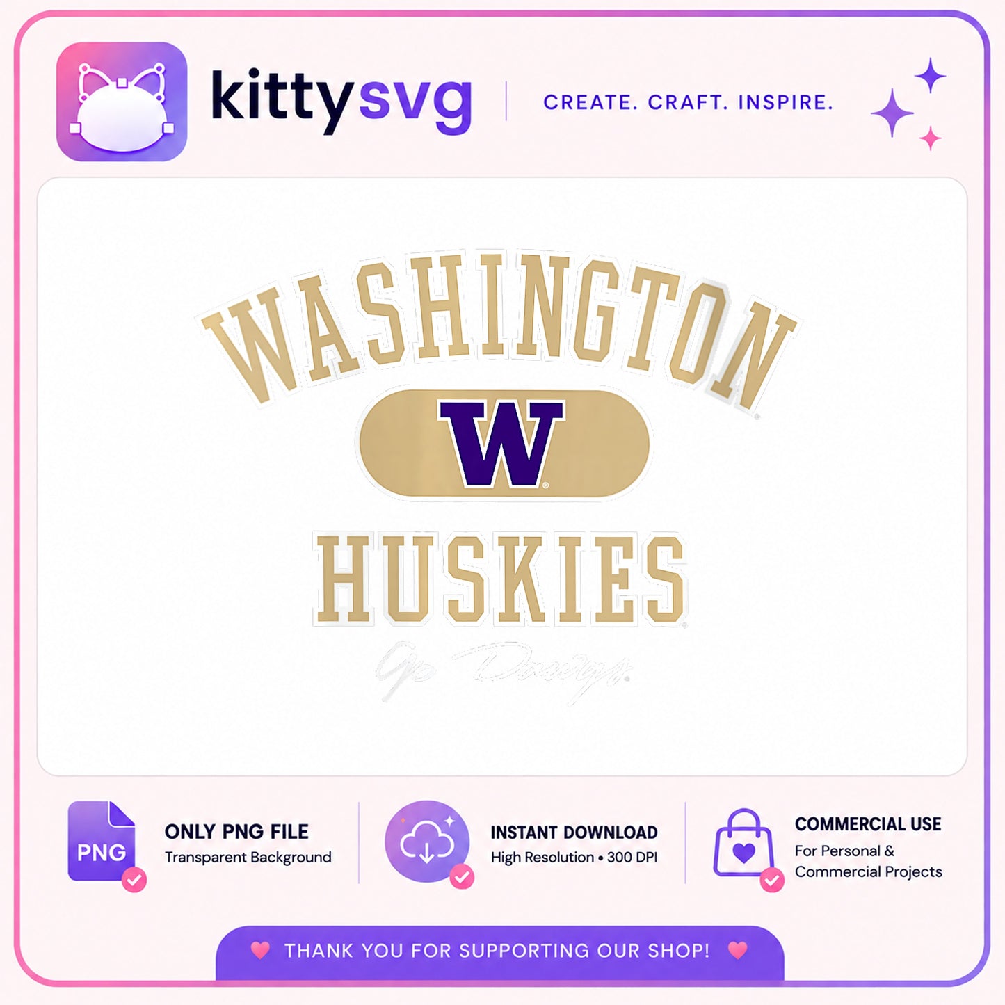 Washington Huskies PNG, UW Huskies Logo PNG, College Football PNG