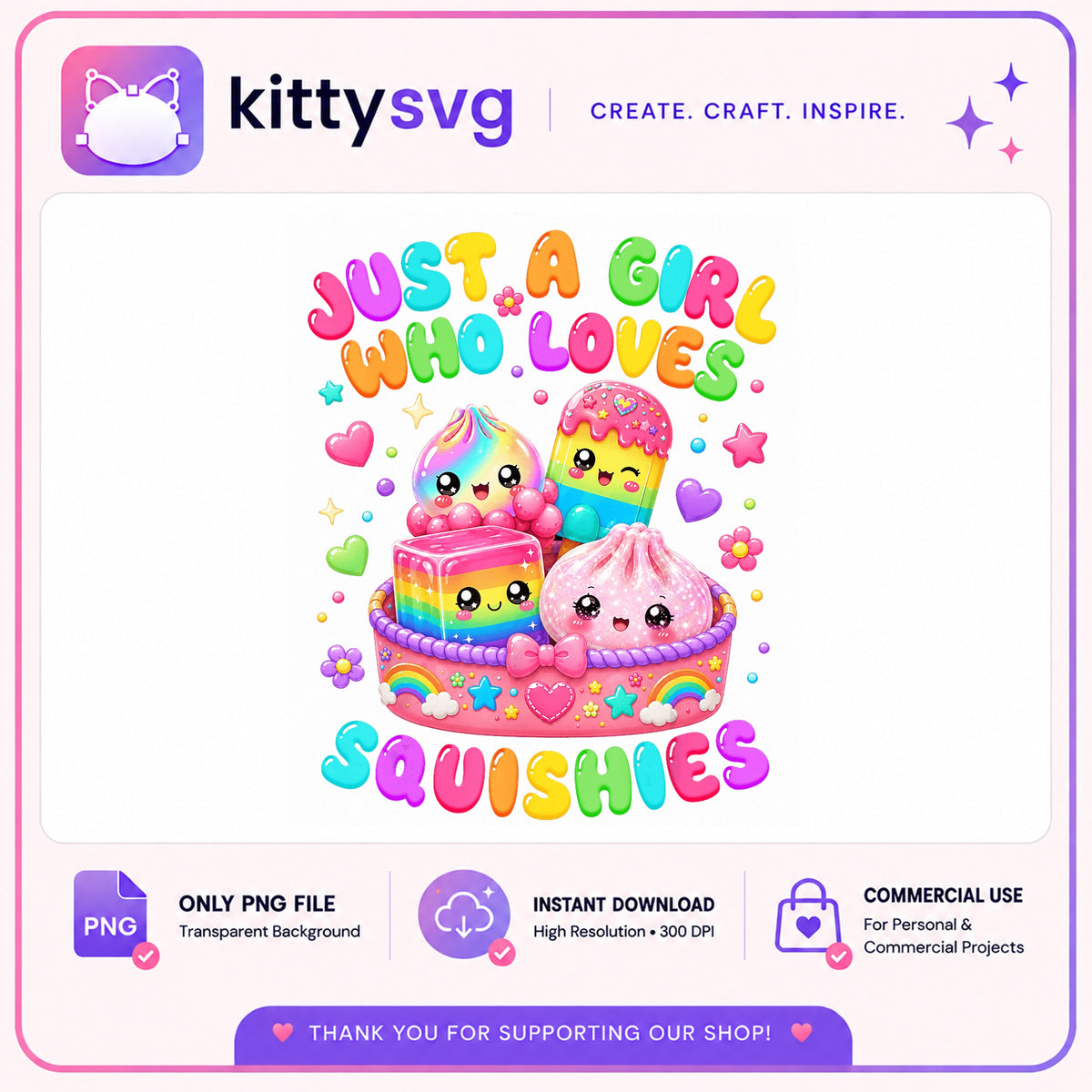 Just A Girl Who Loves Squishies PNG, Kawaii Squishy PNG, Cute Girl PNG