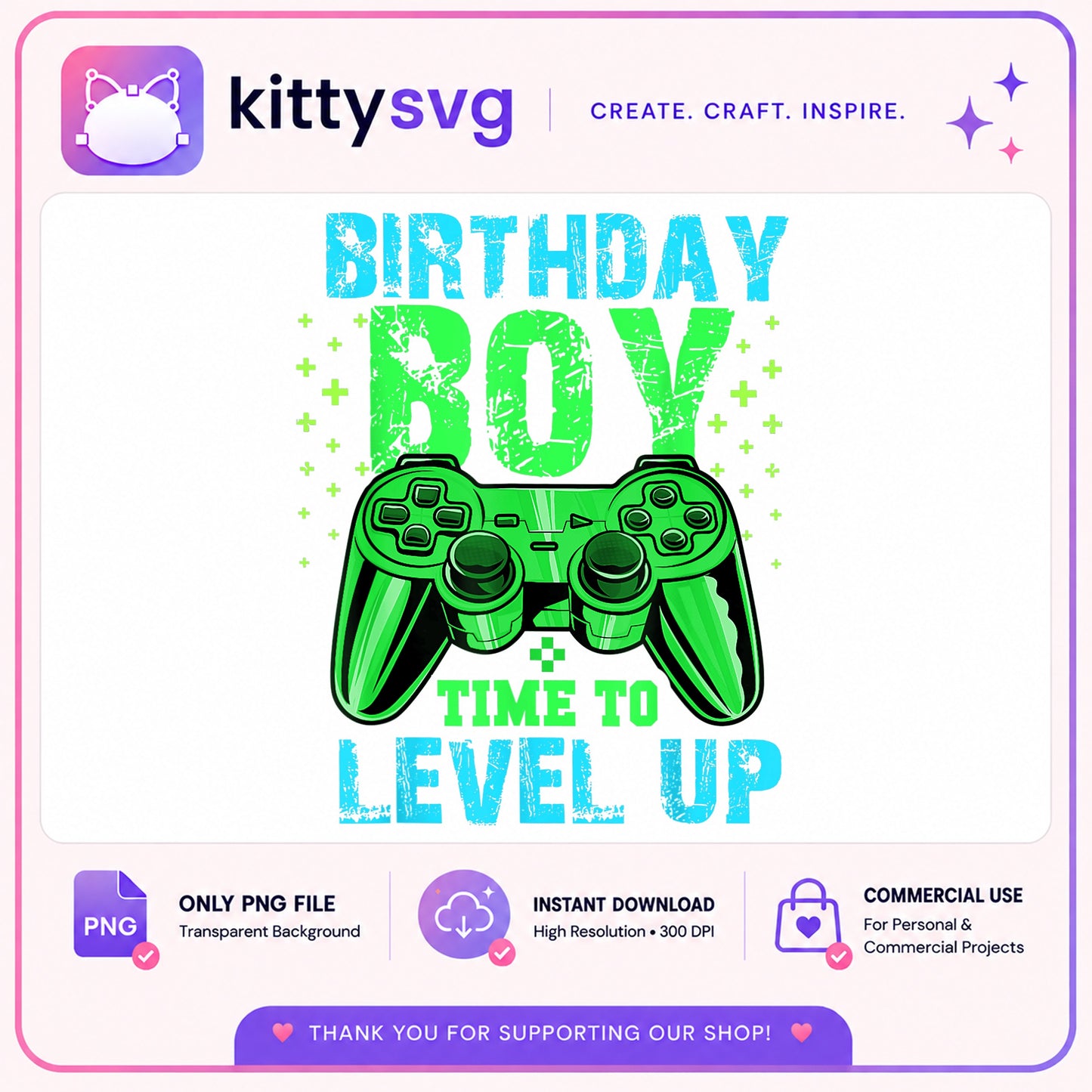 Birthday Boy Time To Level Up PNG, Gamer Birthday PNG, Gaming PNG