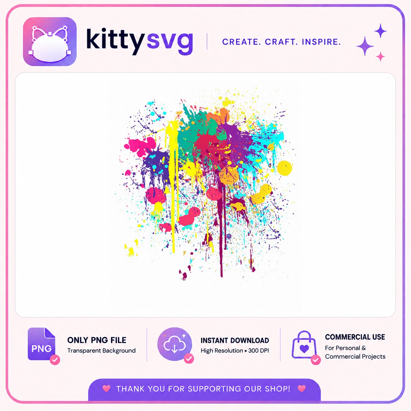 Colorful Paint Splatter PNG, Ink Splatter Clipart, Grunge PNG