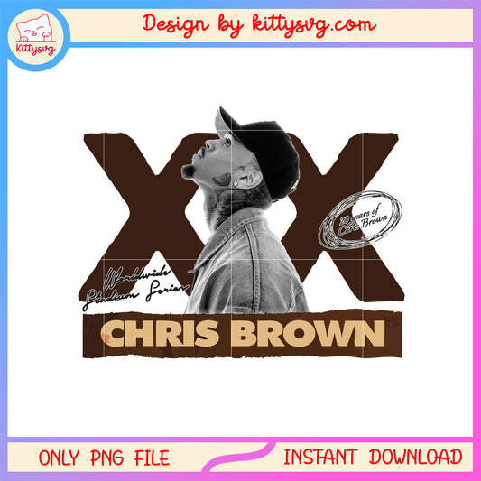 20 years of chris brown xx design png, chris brown merch​ png