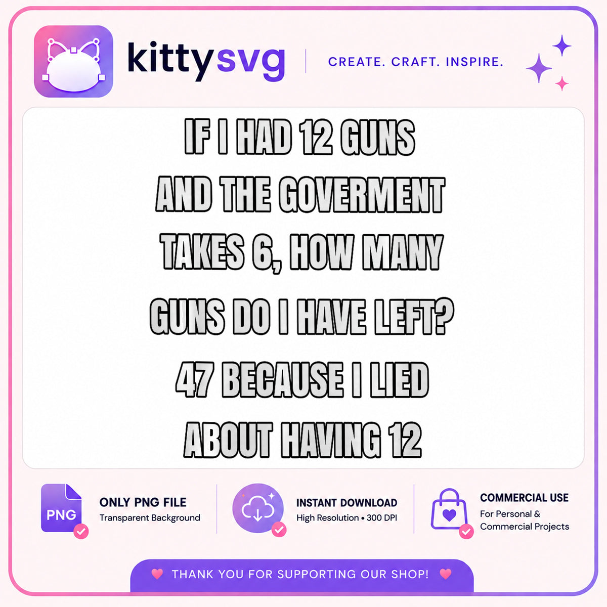 2nd Amendment Funny Quote PNG, Gun Rights SVG, Sarcastic PNG