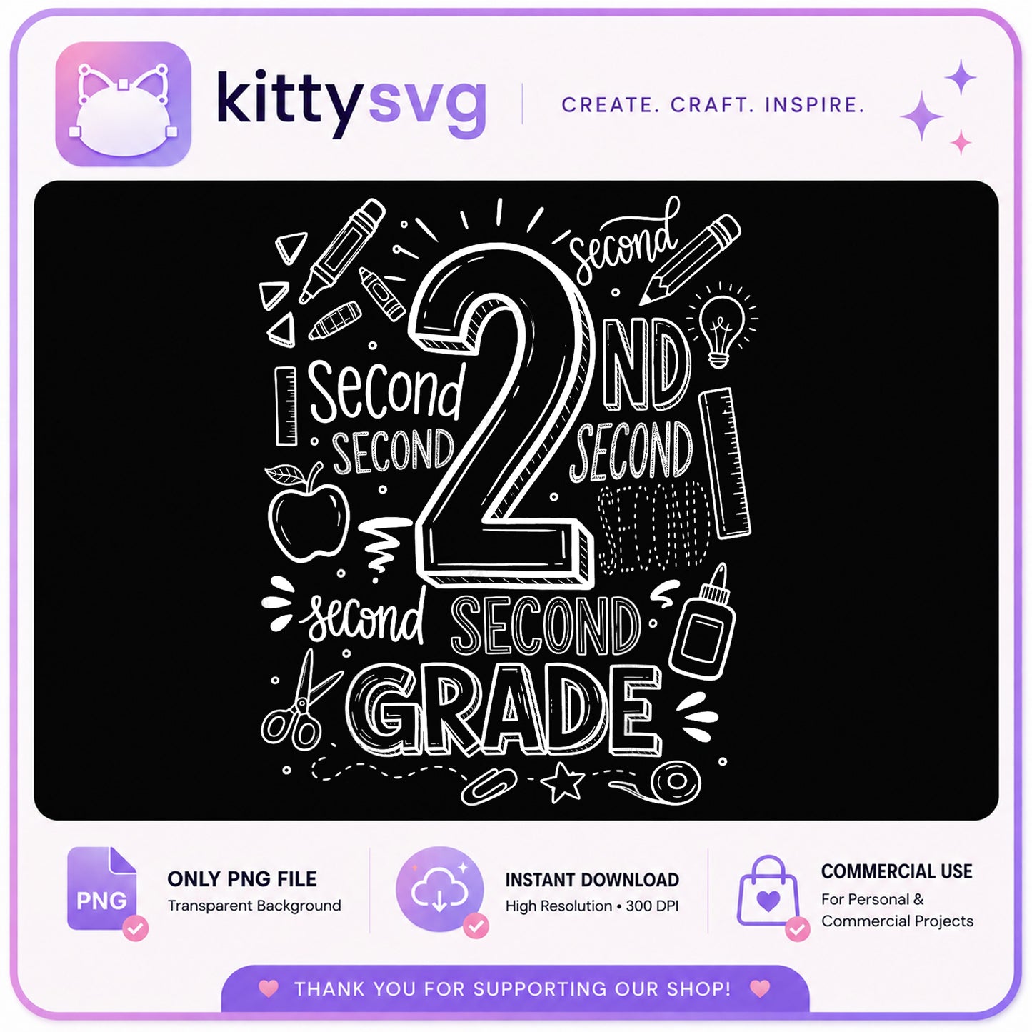 2nd Grade PNG, Second Grade Back To School PNG, Teacher PNG
