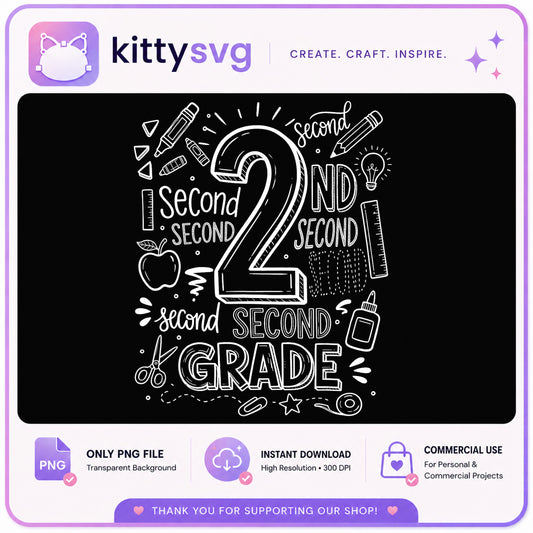 2nd Grade PNG, Second Grade Back To School PNG, Teacher PNG