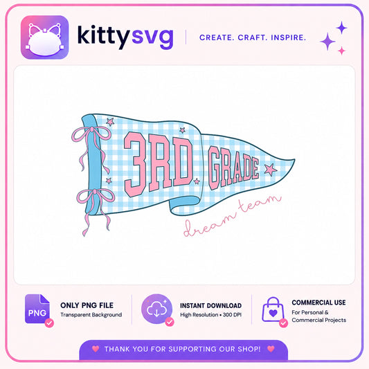 3rd Grade Dream Team Pennant PNG, Back To School PNG, Teacher PNG