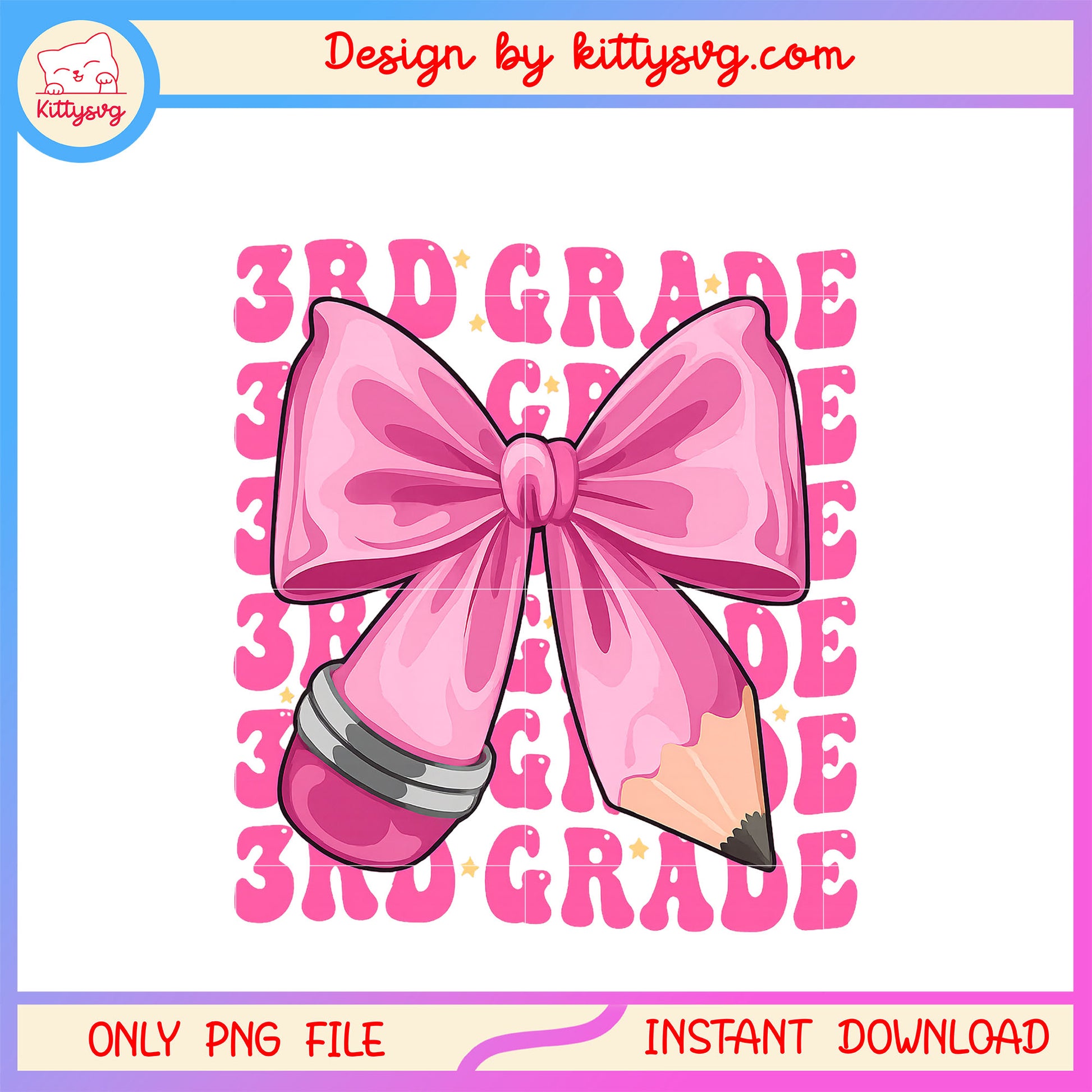 3rd grade coquette bow design png, back to school png