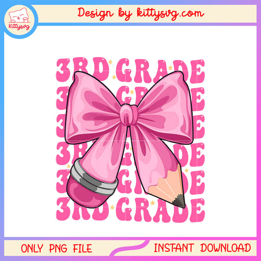 3rd grade coquette bow design png, back to school png