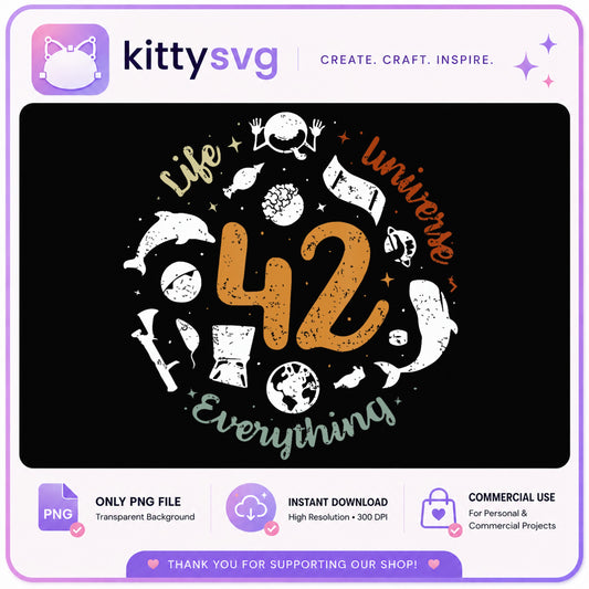 42 Life Universe Everything PNG, Hitchhiker Guide PNG, Sci Fi PNG