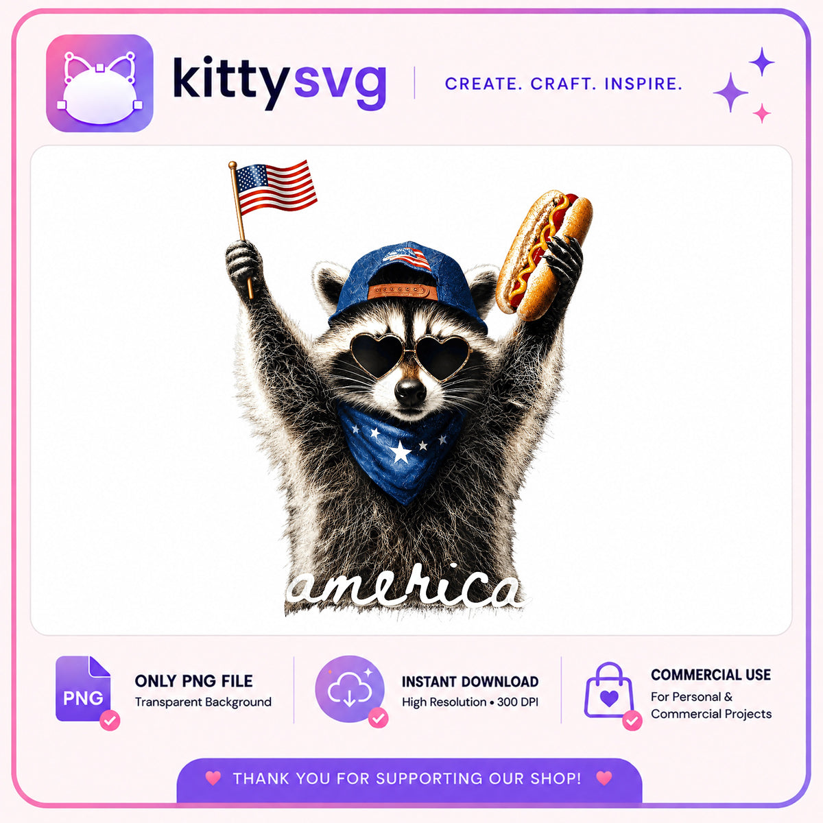 4th Of July Raccoon PNG, America Patriotic Raccoon, USA PNG