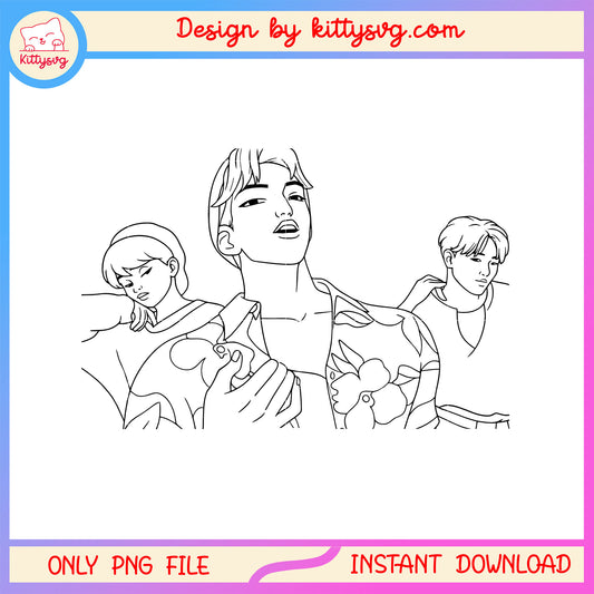 Abby baby and jinu members outline png, saja boys kpop demom png