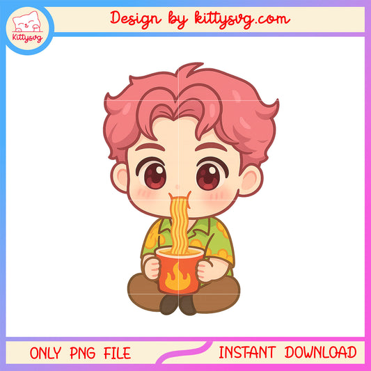 Abby saja eating noodle design png, kpop idols png