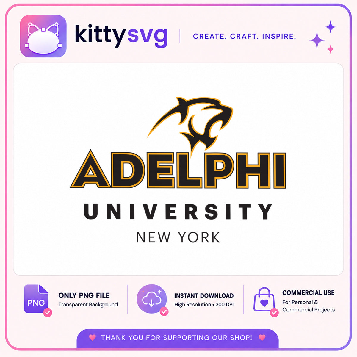 Adelphi University New York PNG, Panthers Logo PNG, College PNG