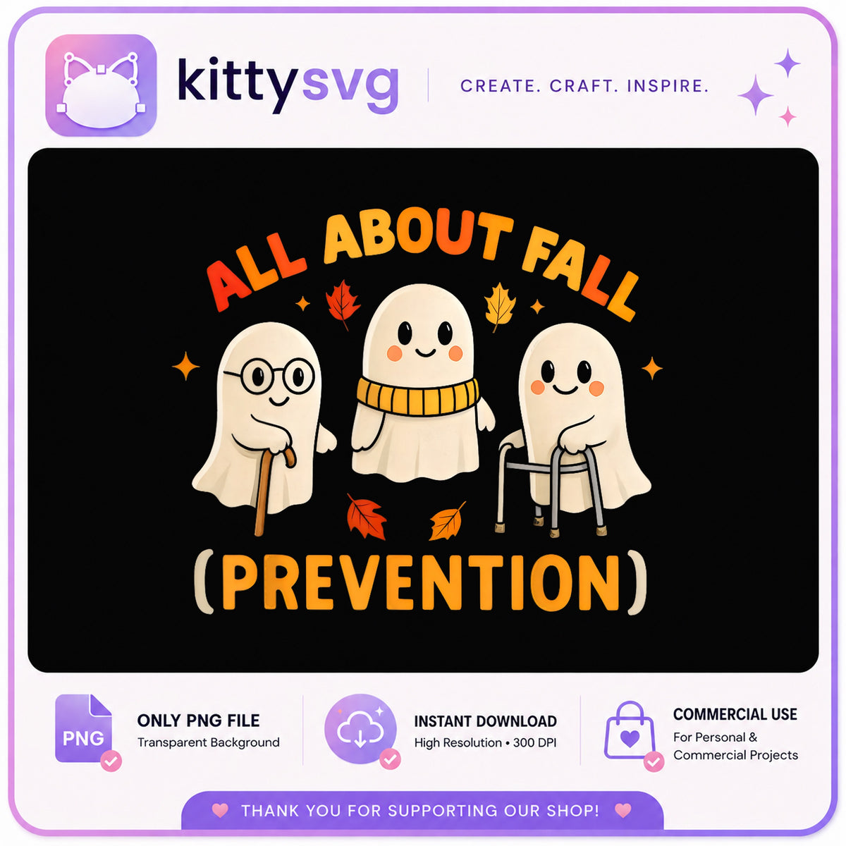 All About Fall Prevention Ghost PNG, Halloween PNG, Funny Ghost PNG