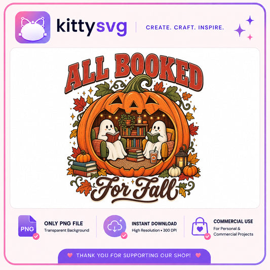 All Booked For Fall PNG, Ghost Reading Halloween PNG, Fall PNG