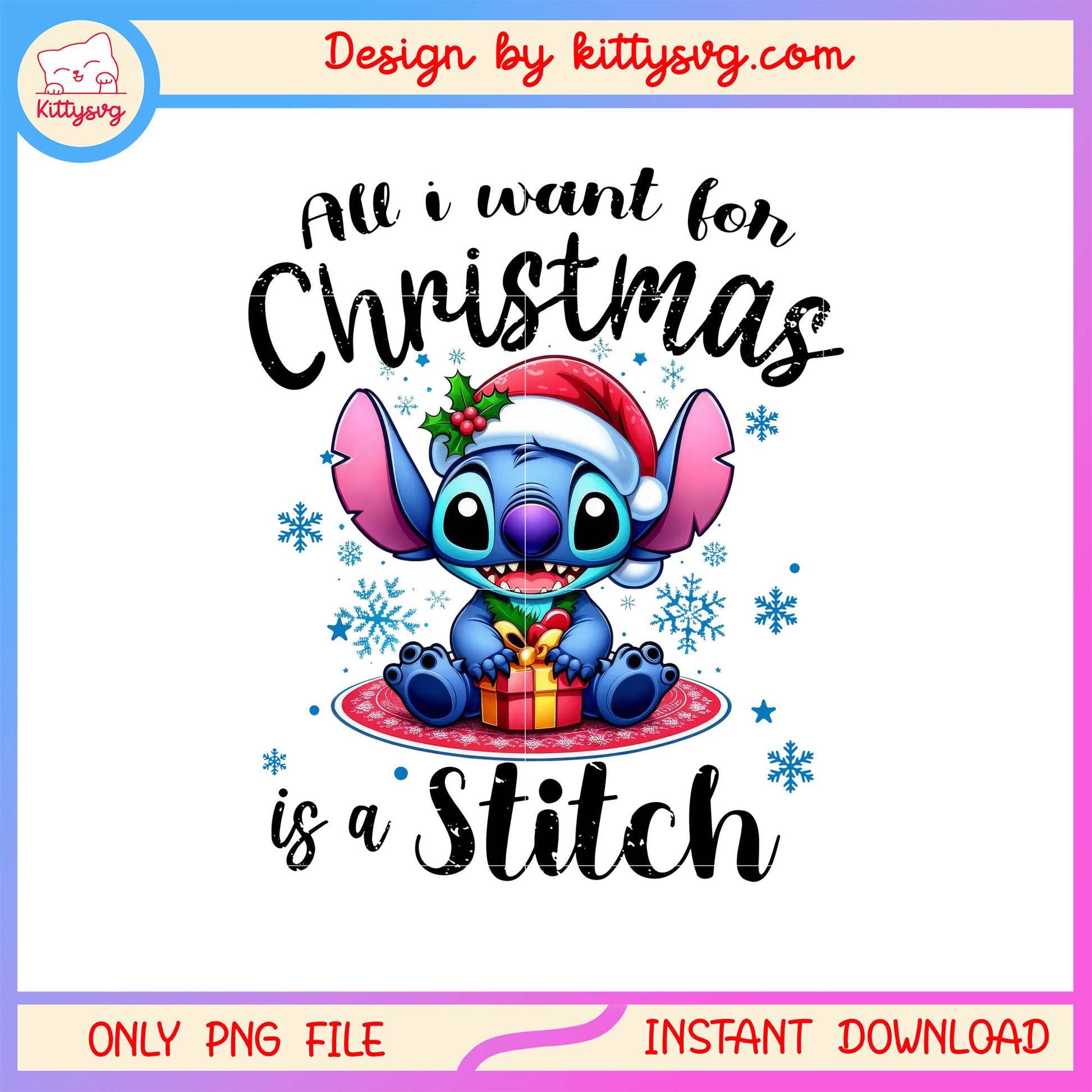 All i want for christmas stitch png, disney stitch lilo png