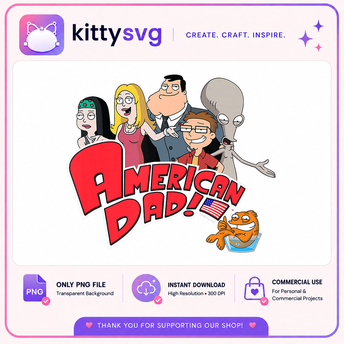 American Dad Characters Bundle PNG, American Dad PNG, Cartoon Family PNG