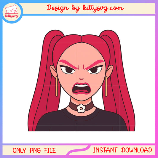 Angry huntrix mira character design png, emoji png, huntrix offical tee png