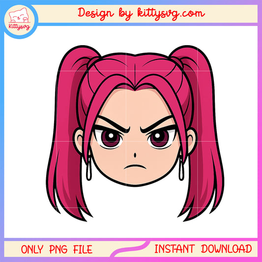 Angry rumi huntrix members design png, kpop huntrix band png