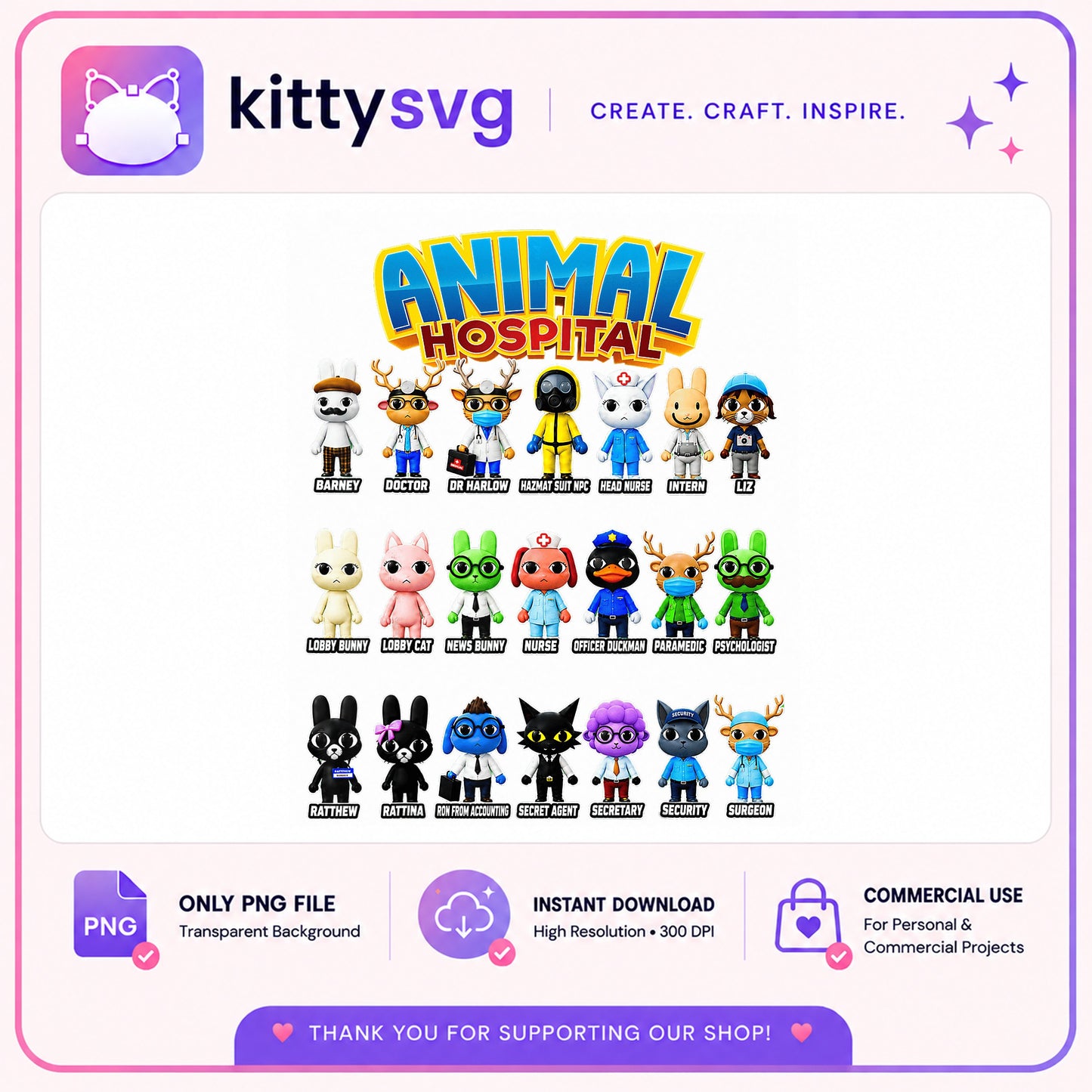 Animal Hospital PNG Bundle, Roblox Characters PNG, Game PNG