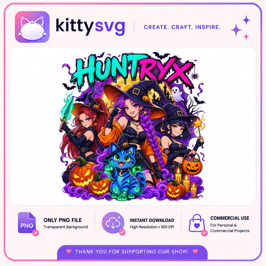 Anime Witch Girls Halloween PNG, Spooky Witch Bundle PNG, Halloween PNG