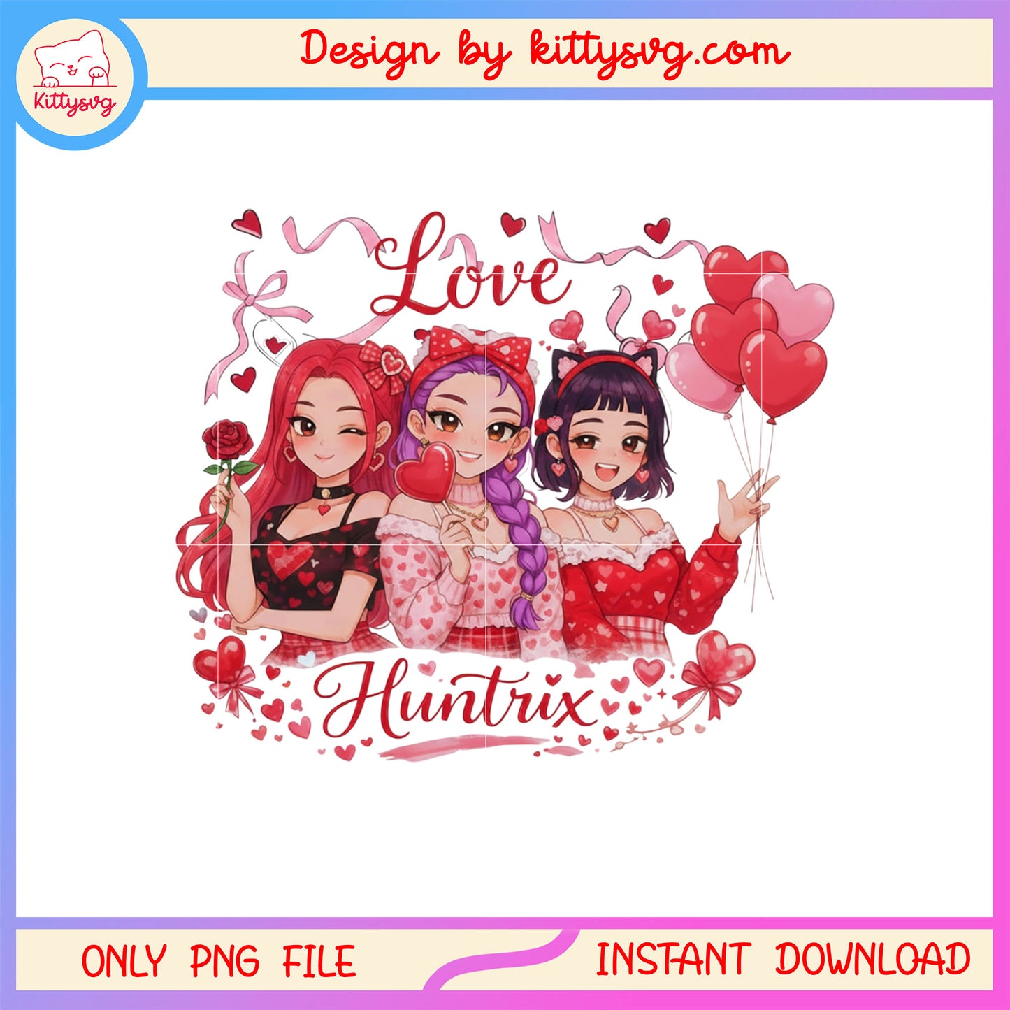 Anime cute kpop demon hunter valentine png,  kpop demon hunters png