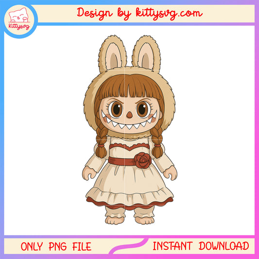 Annabelle doll labubu costume drawing design png, annabelle png