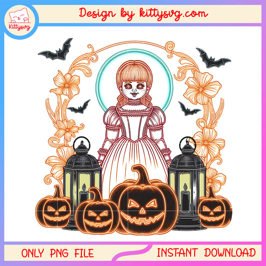 Annabelle halloween design png, halloween design png 