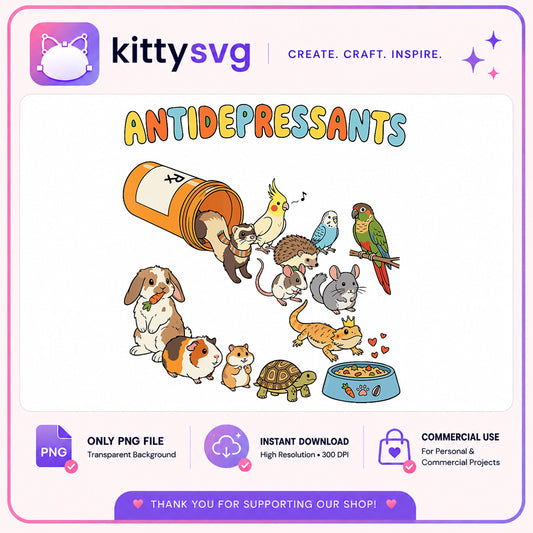 Antidepressants Cute Animals PNG, Funny Pet Lover PNG, Small Pets PNG