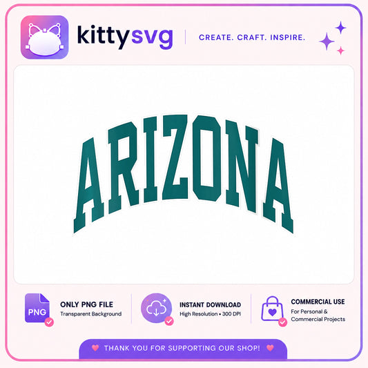 Arizona Varsity Arch Text PNG, State Varsity Font, Arizona PNG