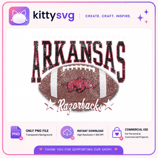 Arkansas Razorbacks Football PNG, Grunge Football PNG, Game Day PNG
