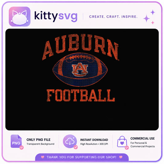 Auburn Football Vintage PNG, Auburn Tigers PNG, Football PNG