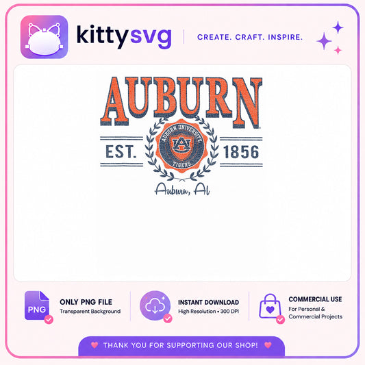 Auburn University Tigers EST 1856 PNG, Auburn Tigers PNG, College PNG