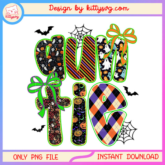 Auntie halloween font design png, halloween decor png, font design png