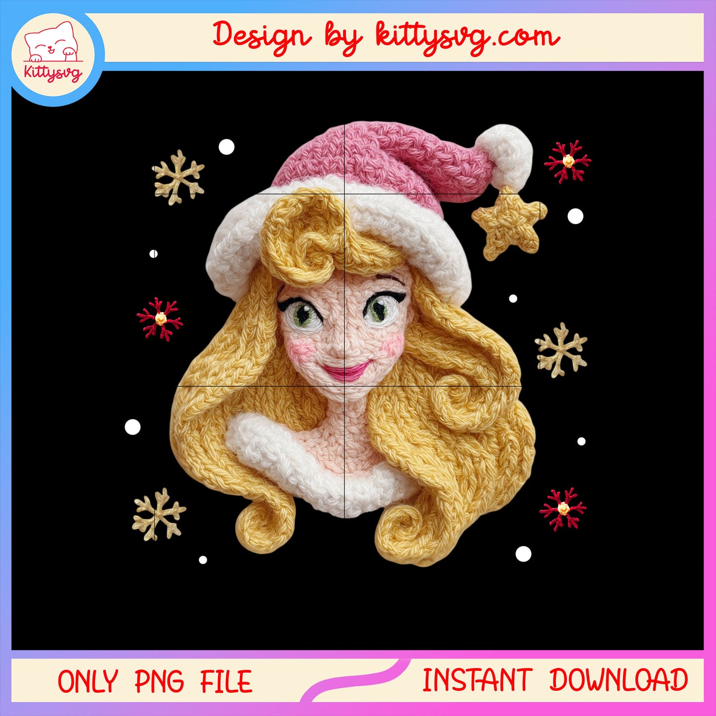 Aurora face christmas patchwork png, disney aurora cartoon png