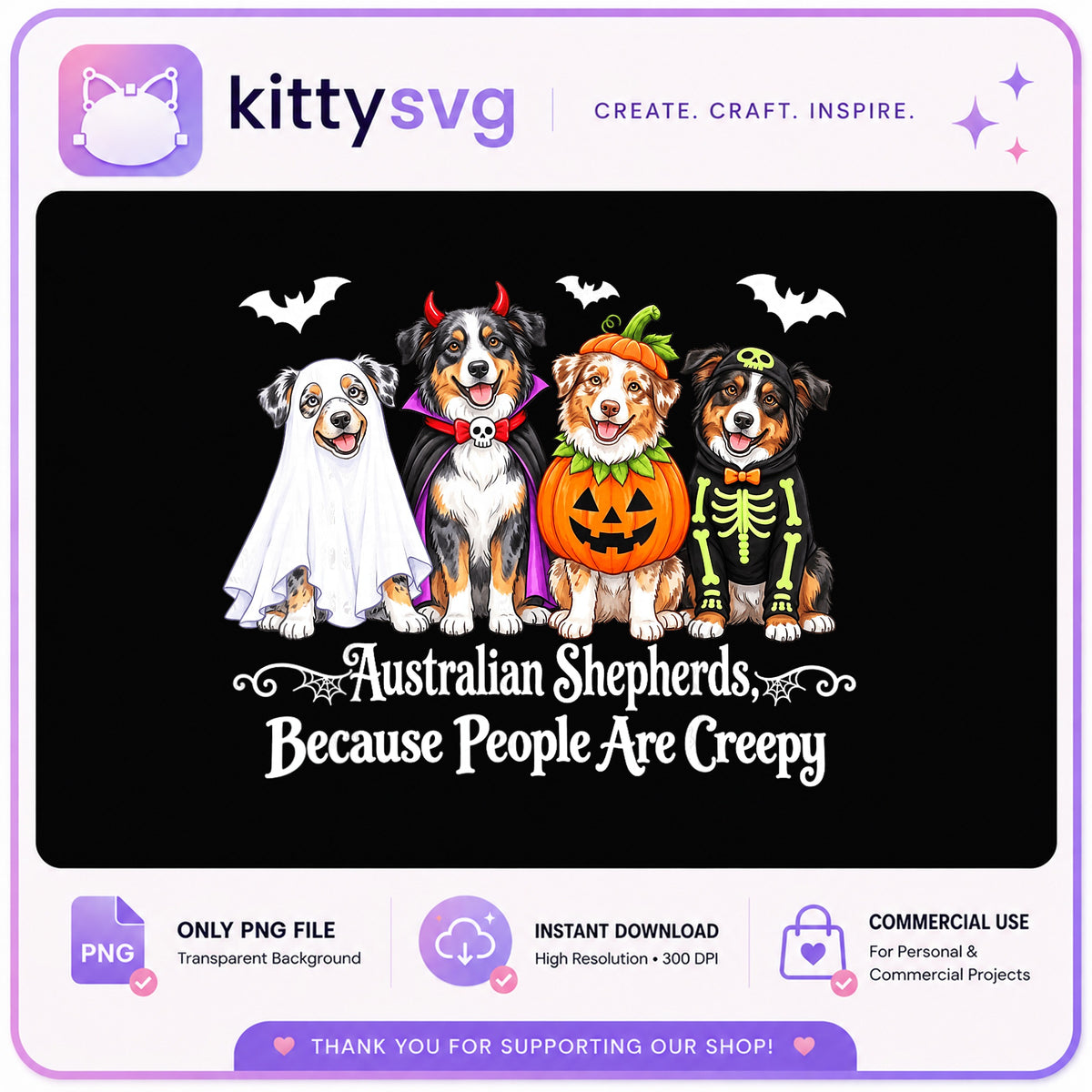 Australian Shepherds Halloween PNG, Funny Dog Halloween, Dog Lover PNG